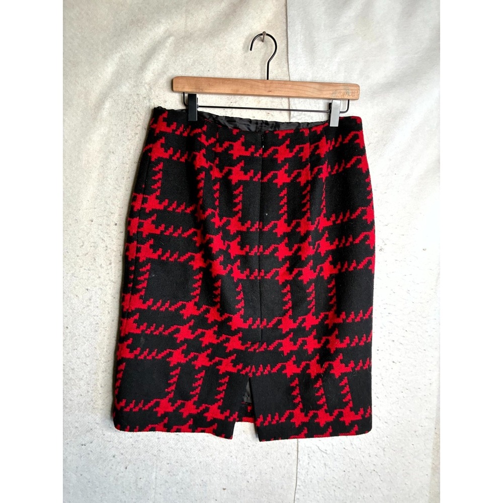 Talbots Straight & Pencil Skirt Women's 10 Black Red Lined Houndstooth Back Zip - Picture 6 of 11